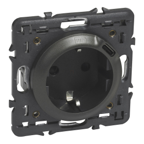   Legrand Céliane 2P+F csatlakozóaljzat + USB-C töltőaljzat 1, 5A-5V-7, 5W, rugós bekötéssel, grafit - 67913