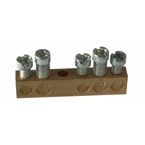   Legrand PractiboxS csavarral rögzíthető csupasz sárgaréz PE elosztókapocs, 5 kötési pont, 2x16mm² + 3x10mm²; Icc=6 kA - 134000