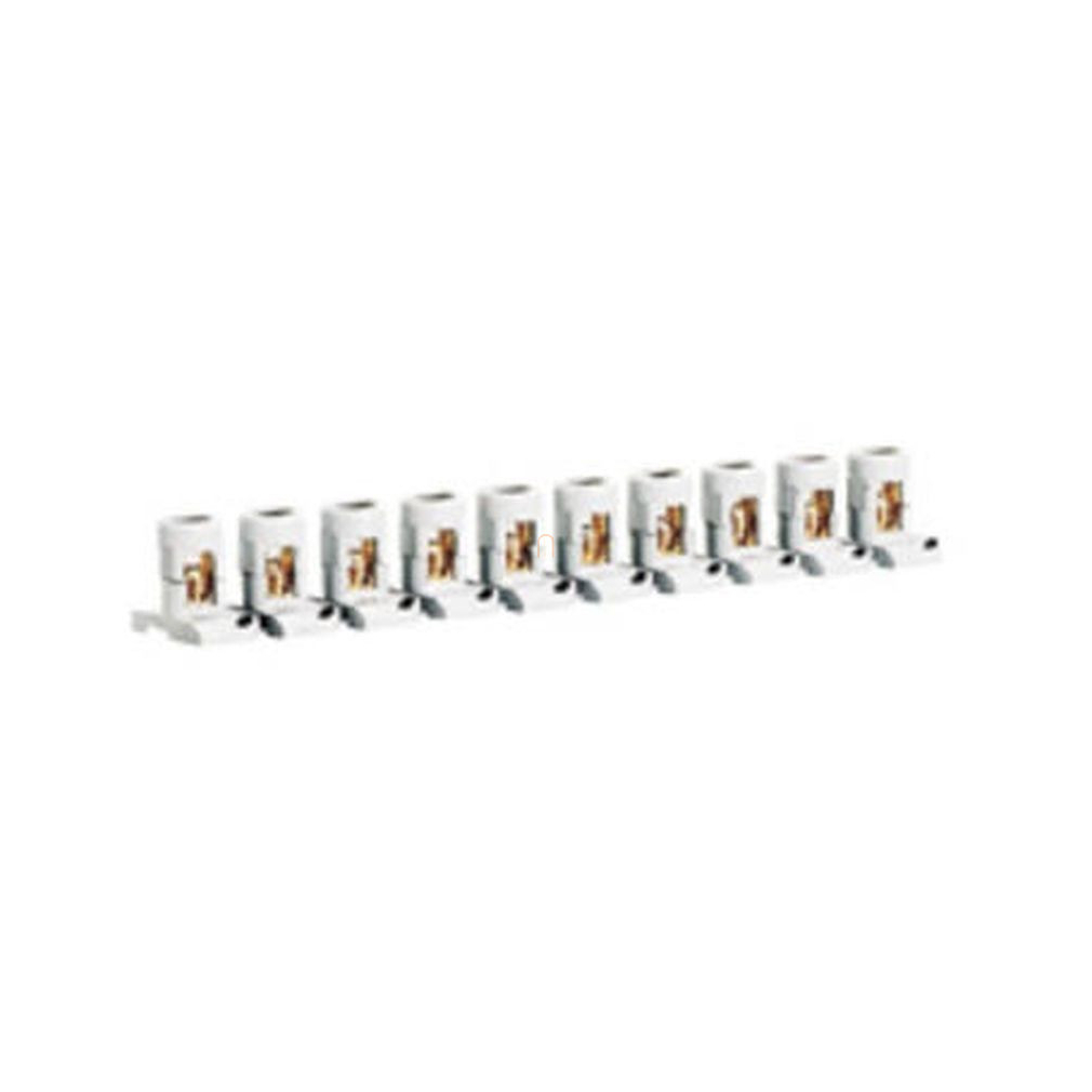 Legrand 134002 PractiboxS csavarral rögzíthető csupasz sárgaréz PE elosztókapocs, 15 kötési pont, 7x16mm2 + 8x10mm2, Icc=6 kA