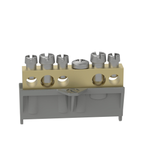   Legrand PractiboxS csavarral rögzíthető csupasz sárgaréz N elosztókapocs, 5 kötési pont, 2x16mm² + 3x10mm²; Icc=6 kA - 134010