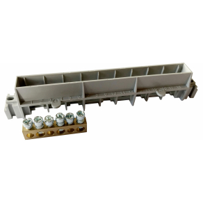   Legrand PractiboxS 8 modulos szekrényhez, 1 x (3x16mm² + 3x10mm²) csupasz PE elosztókapocs szigetelt tartóval; Icc=6 kA - 134801