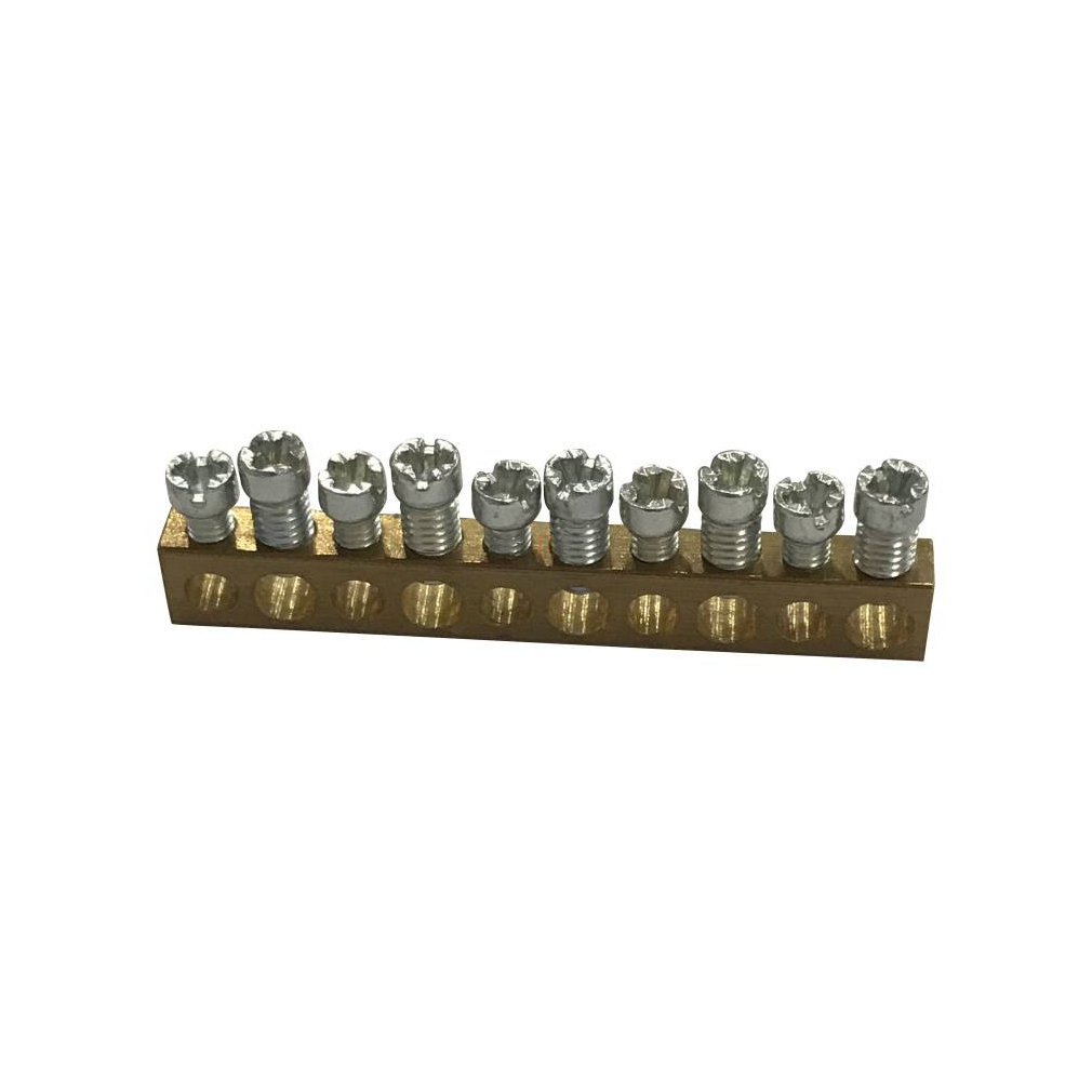 Legrand 134807 PractiboxS kiegészítő csupasz sárgaréz PE/N elosztókapocs, 10 kötési pont, 5x16mm2 + 5x10mm2, Icc=6 kA