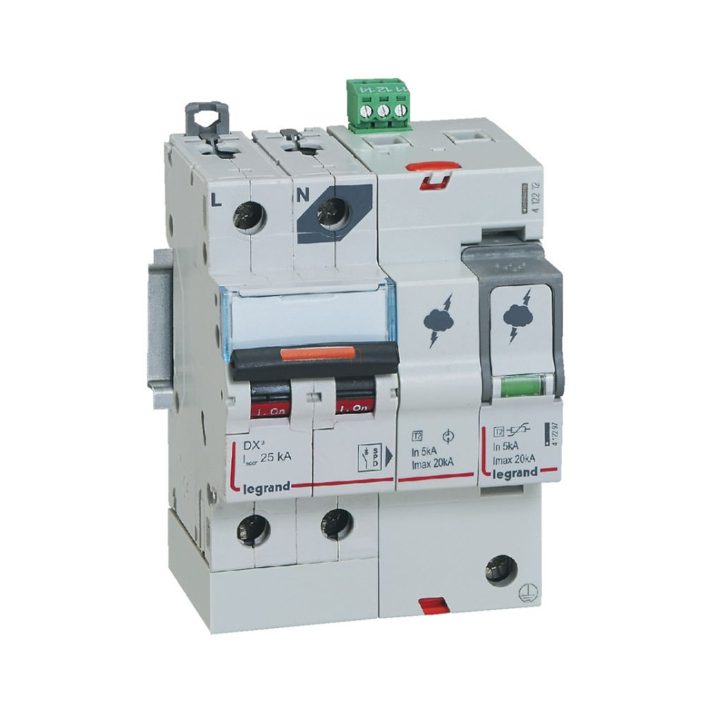 Lexic komp. túlfeszültség-levezető T2, 40 kA, 320V AC, 1P+N jobb nulla+SD 412216 Legrand