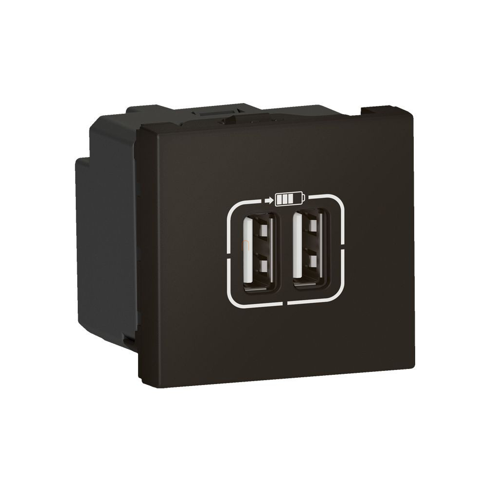 Legrand 079194L Program Mosaic kettős USB-A+A töltőóaljzat - 3 A - 15 W, 2 modul, matt fekete