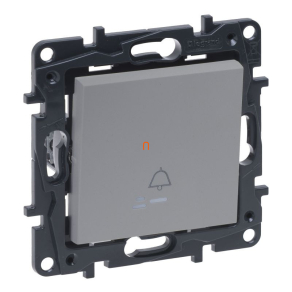   Legrand Niloé Step egypólusú nyomó jelzőfénnyel, csengőjellel, alumínium - 863310