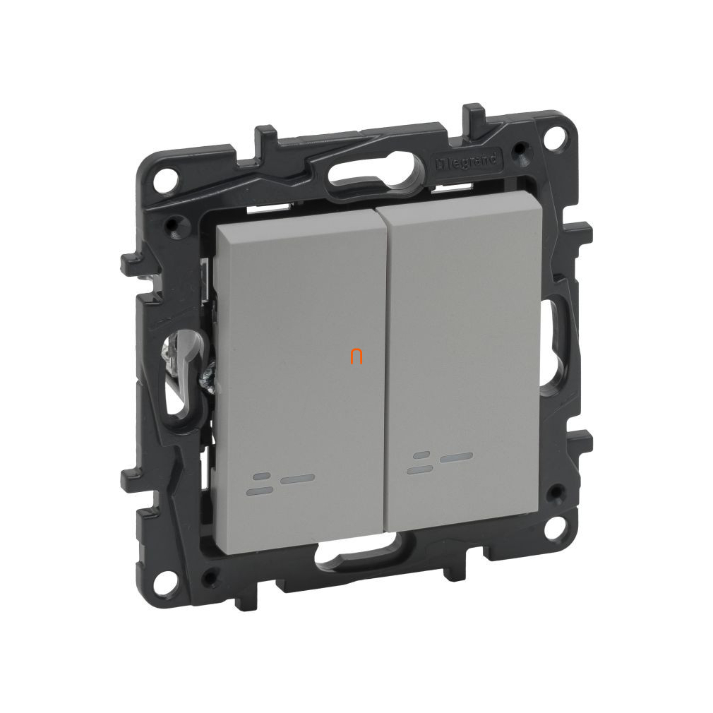 Legrand Niloé Step alumínium 106+6 JF kettős váltókapcsoló jelzőfénnyel 863318