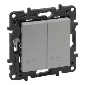   Legrand Niloé Step kettős váltókapcsoló jelzőfénnyel, alumínium - 863318