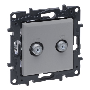   Legrand Niloé Step kettős TV aljzat, "F" típus, végzáró (1, 5 dB), alumínium - 863376