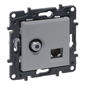   Legrand Niloé Step "F" típusú TV aljzat + RJ45 Cat. 6 UTP aljzat alumínium - 863377