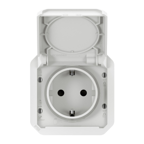   Legrand Plexo 55 2P+F csatlakozóaljzat csapófedéllel, rugós vezetékbekötéssel, fehér - 069640L