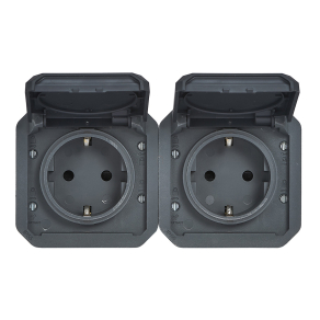   Legrand Plexo 55 2x2P+F elővezetékezett vízszintes csatlakozóaljzat csapófedéllel, antracit - 069879L