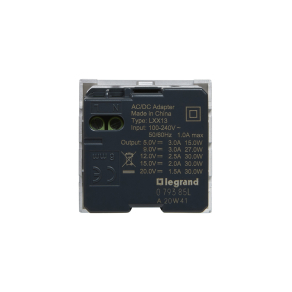   Legrand Program Mosaic 1 x USB-C Power Delivery töltőaljzat-3 A-30 W, 2 modul, alumínium - 079385L