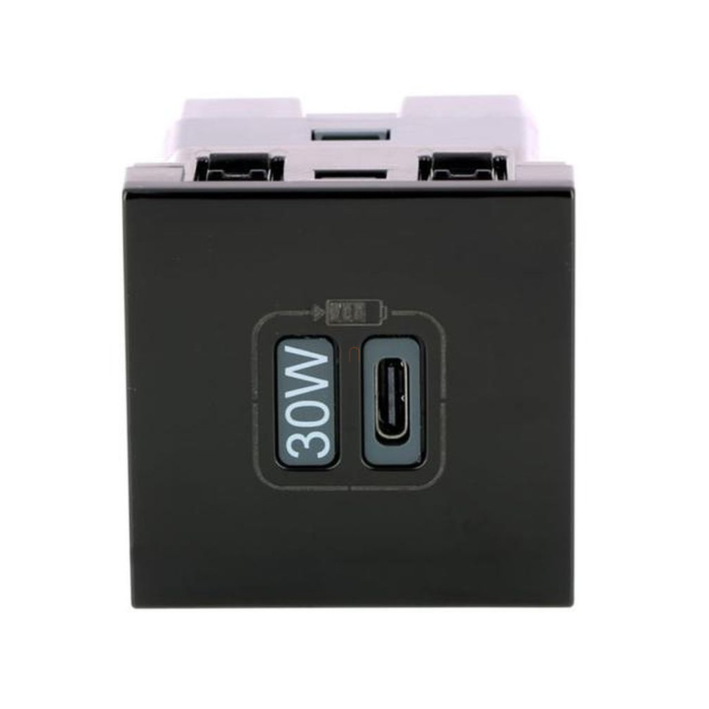 Legrand 079185L Program Mosaic 1 x USB-C Power Delivery töltőaljzat - 3 A - 30 W, 2 modul, fekete