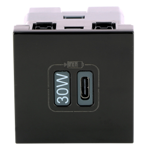   Legrand Program Mosaic 1 x USB-C Power Delivery töltőaljzat-3 A-30 W, 2 modul, fekete - 079185L