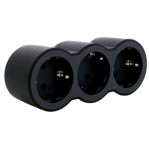   Legrand 3-as 2P+F elosztó biztonsági zsaluval, 16 A, fekete - 694519