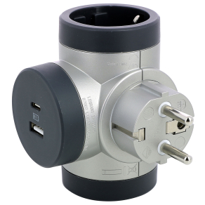   Legrand kettős 2P+F elosztódugó USB-A + USB-C forgatható, alumínium - 694524