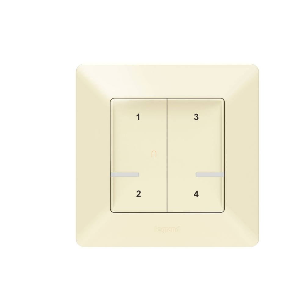 Valena Life Netatmo elefántcsont okos vezeték nélküli 4-es szcenárió kapcsoló (elemes távvezérlő), falon kívüli, 1-es kerettel 752268 Legrand
