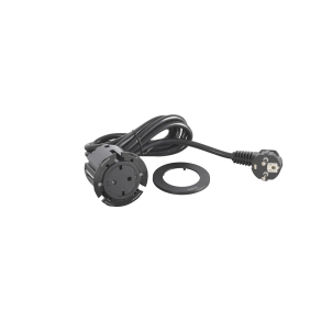   Legrand Incara Disq 60 bútorba süllyeszthető 2P+F csatlakozóaljzat, 2m kábellel, fekete - 654726