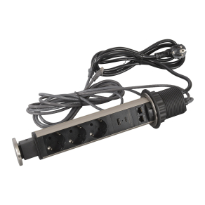   Legrand Incara Tower 60 bútorba süllyeszthető, 3x2P+F + 2xRJ45 Cat.6 FTP + USB A+C aljzat, 2m kábellel - 654975