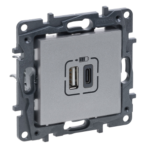   Legrand Niloé Step 2xUSB-A+C töltőaljzat 5V 3A 15W, alumínium - 863340