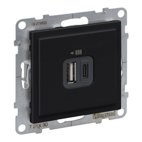   Legrand Suno 2xUSB-A+C töltőaljzat, 3 A-15 W, fekete - 721430