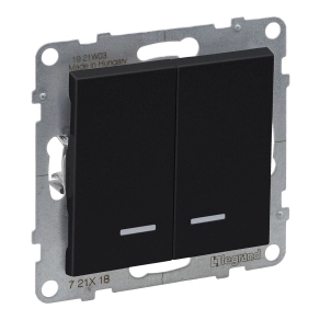   Legrand Suno kettős váltókapcsoló jelzőfénnyel 10AX, fekete - 721418