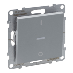   Legrand Suno kétpólusú kapcsoló ellenőrzőfénnyel 10AX, alumínium - 721312