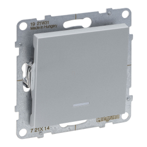   Legrand Suno egypólusú kapcsoló ellenőrzőfénnyel, 16AX, alumínium - 721314