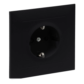  Legrand Suno 2P+F csatlakozóaljzat kerettel (rugós), biztonsági zsaluval, komplett, fekete - 721428
