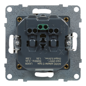   Legrand Suno 2P+F + USB-C csatlakozóaljzat (rugós), biztonsági zsaluval, fekete - 721429