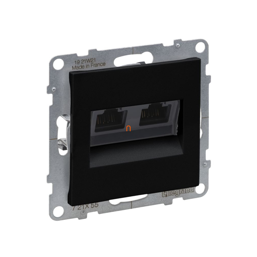 Legrand Suno fekete 2xRJ45 UTP Cat.6A csatlakozóaljzat, keret nélkül 721455
