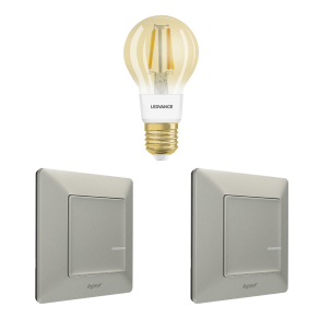   Legrand Smart Lighting okos otthon bővítőkészlet: filament fényforrás + 2 db Valena Life-Netatmo kapcsoló/dimmer (ETV), alumínium - 199323
