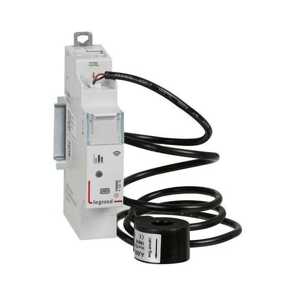 EMDX3 with Netatmo okos villamos fogyasztásmérő, 1 fázis, naplózással, zárt áramváltóval, max. In=80A, 1 DIN modul Legrand 412015FI