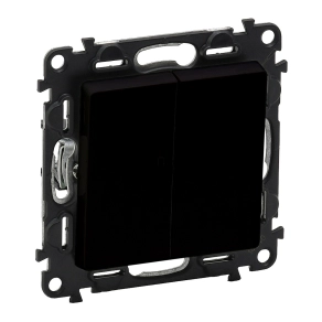   Legrand Valena Life kettős váltóérintkezős nyomó mechanizmus burkolattal, fekete - 756318