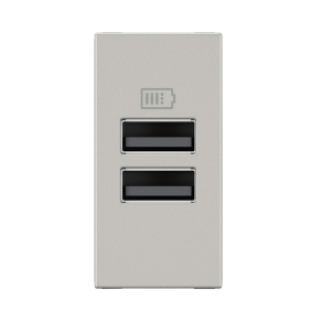   Legrand Program Mosaic kettős USB-A töltőaljzat-3 A-15 W, 1 modul, alumínium - 077661L