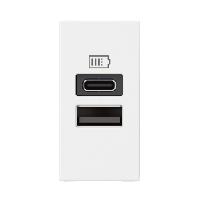   Legrand Program Mosaic kettős USB-A és USB-C töltőaljzat-3 A-15 W, 1 modul, fehér - 077670L