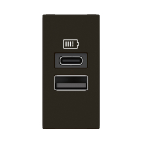   Legrand Program Mosaic kettős USB-A és USB-C töltőaljzat-3 A-15 W, 1 modul, fekete - 077672L