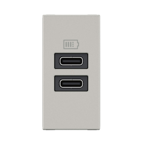   Legrand Program Mosaic kettős USB-C töltőaljzat-3 A-15 W, 1 modul, alumínium - 077681L