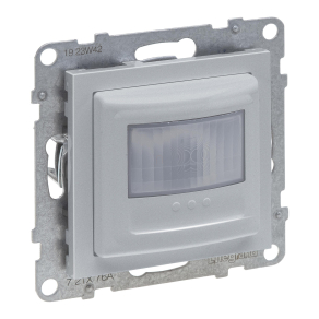   Legrand Suno mozgásérzékelős (PIR) kapcsoló, 2-150 W (LED max. 100 W) beépített nyomóval, 2 vezetékes, alumínium - 721376A