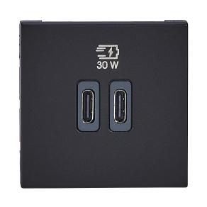   Legrand Program Mosaic 2xUSB-C töltőaljzat 30W, 2 modul, fekete - 077633L