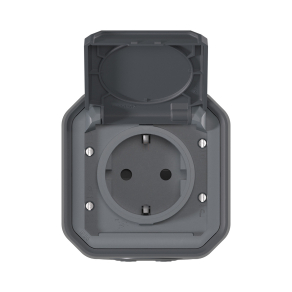   Legrand Plexo 55 falon kívüli 2P+F csatlakozóaljzat elektromos kerékpárok töltéséhez 16A, összeszerelt, antracit - 069784L