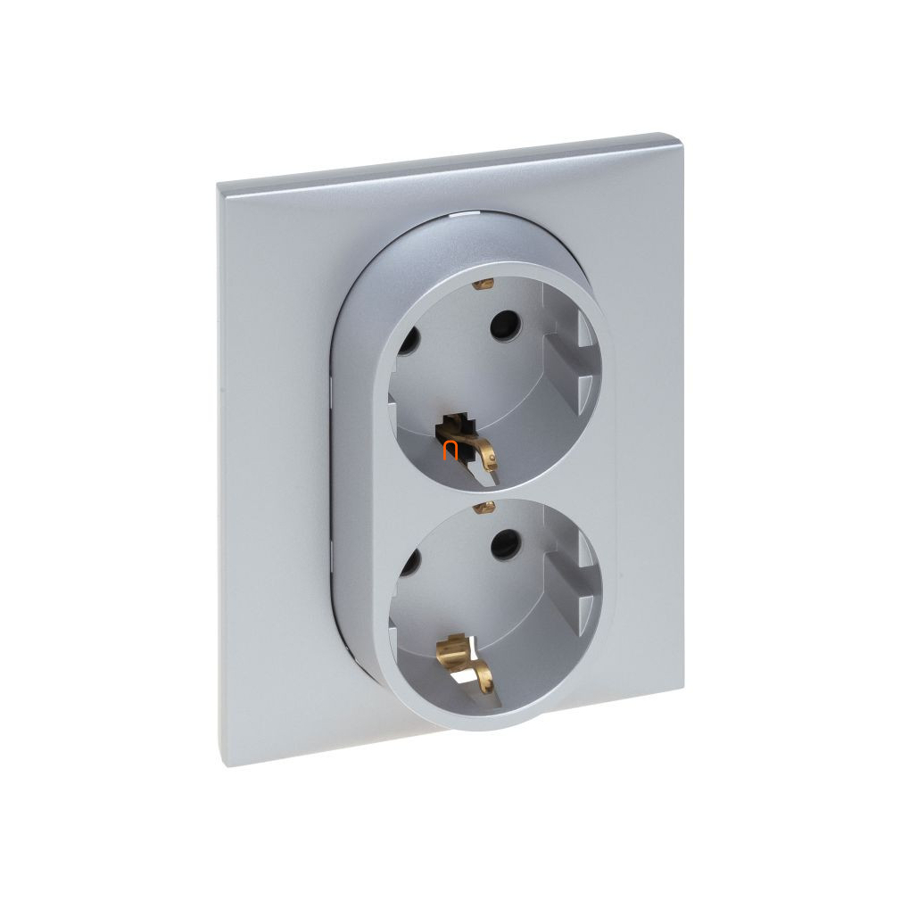 Legrand Niloé Step alumínium 2x2P+F csatlakozóaljzat (rugós), biztonsági zsaluval 863322