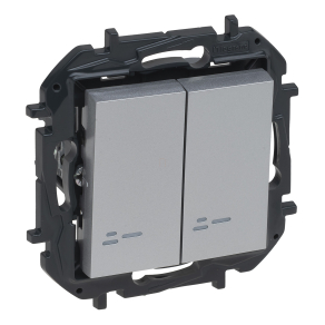   Legrand Niloé Step kettős váltókapcsoló jelzőfénnyel, alumínium - 863318B