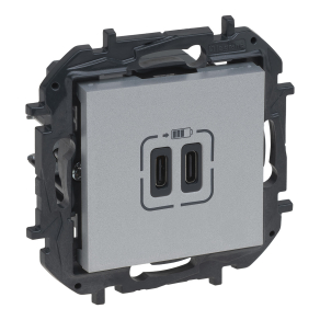   Legrand Niloé Step 2xUSB-C töltőaljzat 5V 3A 15W, alumínium - 863339B