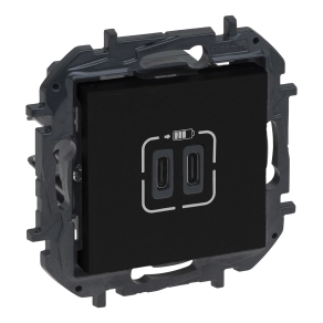   Legrand Niloé Step 2xUSB-C töltőaljzat 5V 3A 15W, fekete - 863539B