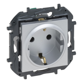   Legrand Niloé Step 2P+F csatlakozóaljzat (rugós), biztonsági zsaluval, alumínium - 863320B