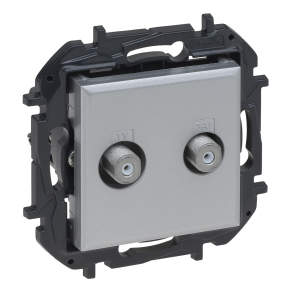   Legrand Niloé Step kettős TV aljzat, "F" típus, végzáró (1, 5 dB), alumínium - 863376B