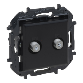   Legrand Niloé Step kettős TV aljzat, "F" típus, végzáró (1, 5 dB), fekete - 863576B