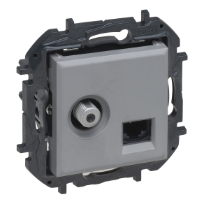   Legrand Niloé Step "F" típusú TV aljzat + RJ45 Cat. 6 UTP aljzat, alumínium - 863377B