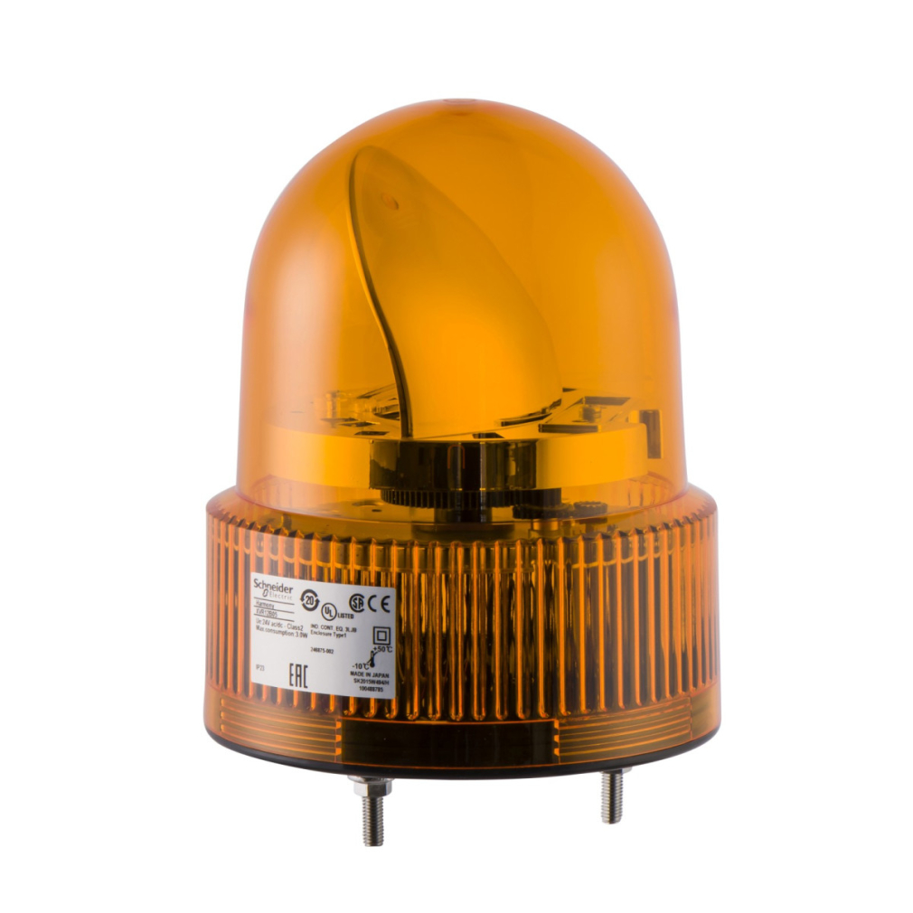 Forgótükrös jelzőfény, 120mm, IP23, narancs, 24VAC/DC, berregővel XVR12B05S Schneider